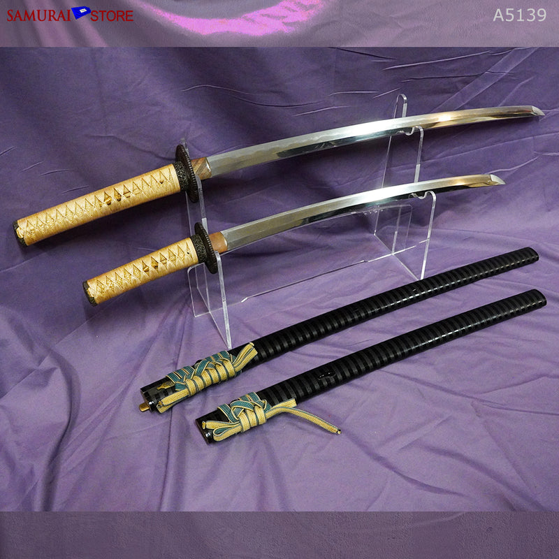 A5139 Pair of antique Daisho Katana & Wakizashi w/ NBTHK Hozon certificates