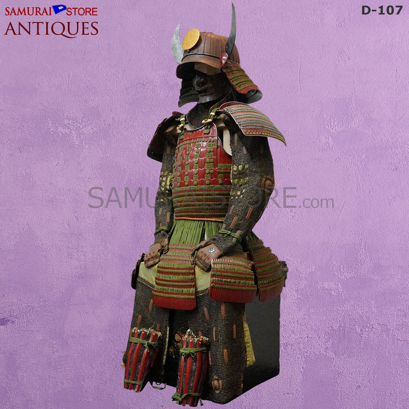 D107 Vermilion Red Antique Samurai Armor Edo period w/ 2nd grade certificate