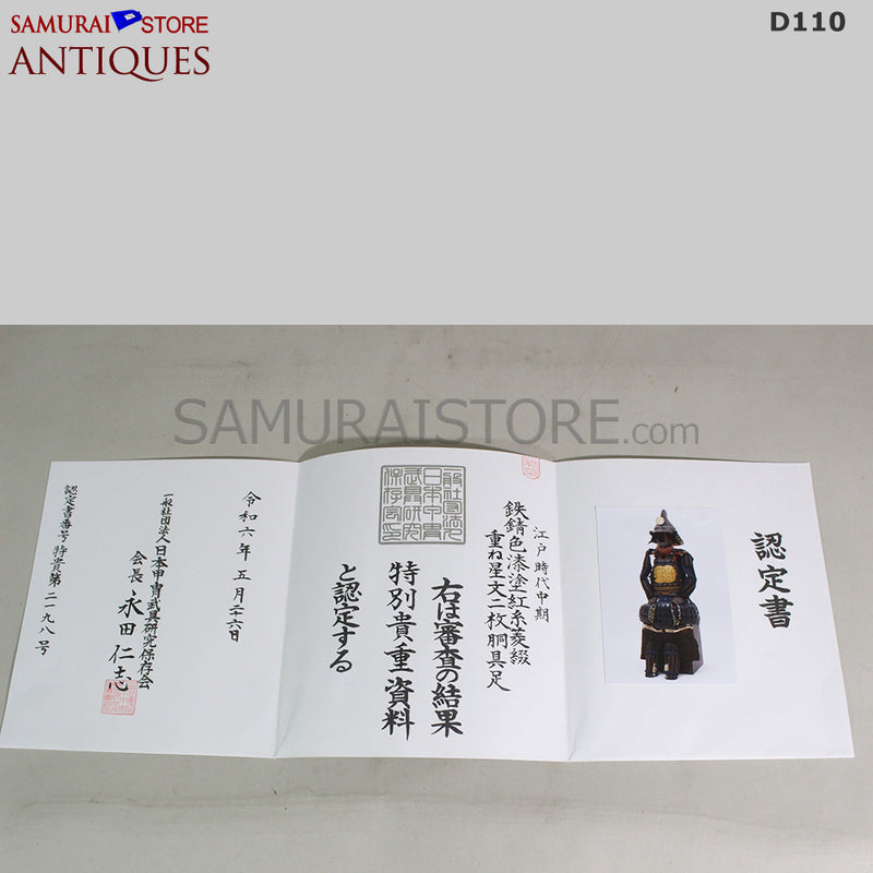 D110 Antique suit of armor Edo Period w/ Certificate