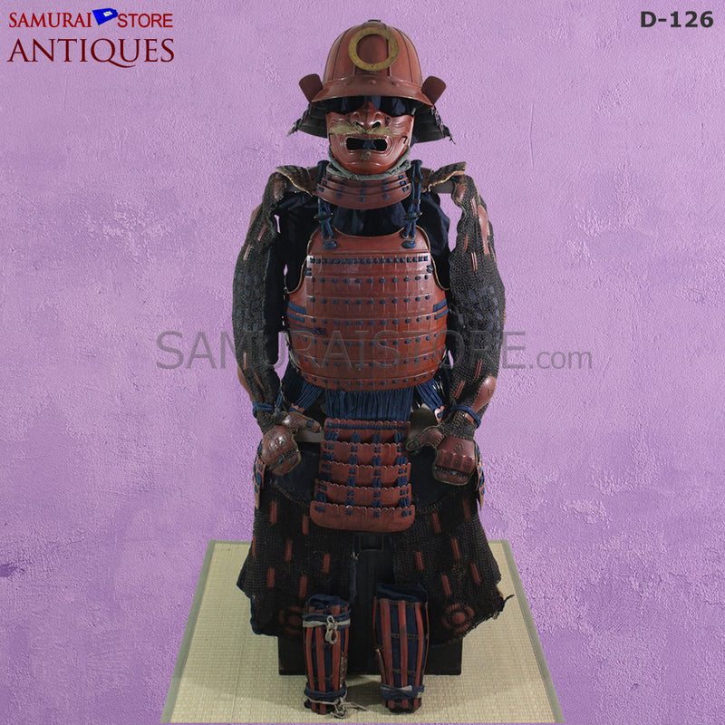 D126 Vermilion Red Antique Samurai Armor Edo period w/ certificate