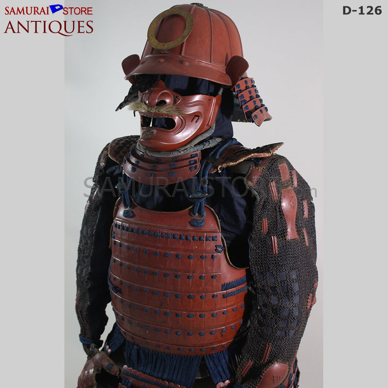 D126 Vermilion Red Antique Samurai Armor Edo period w/ certificate