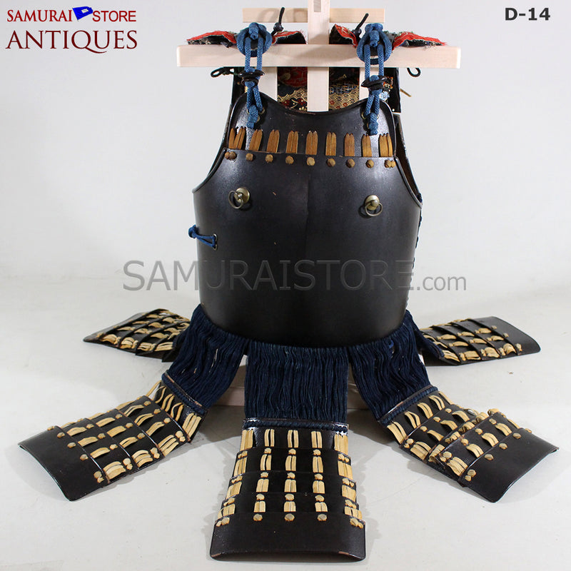 D17 Antique Samurai Leather Armor  Pitchfork Header w/ Certificate