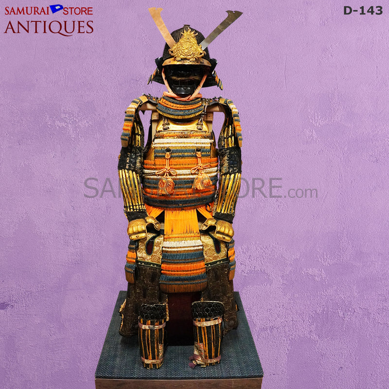 D143 Antique suit of Honkozane gold armor w/ Certificate