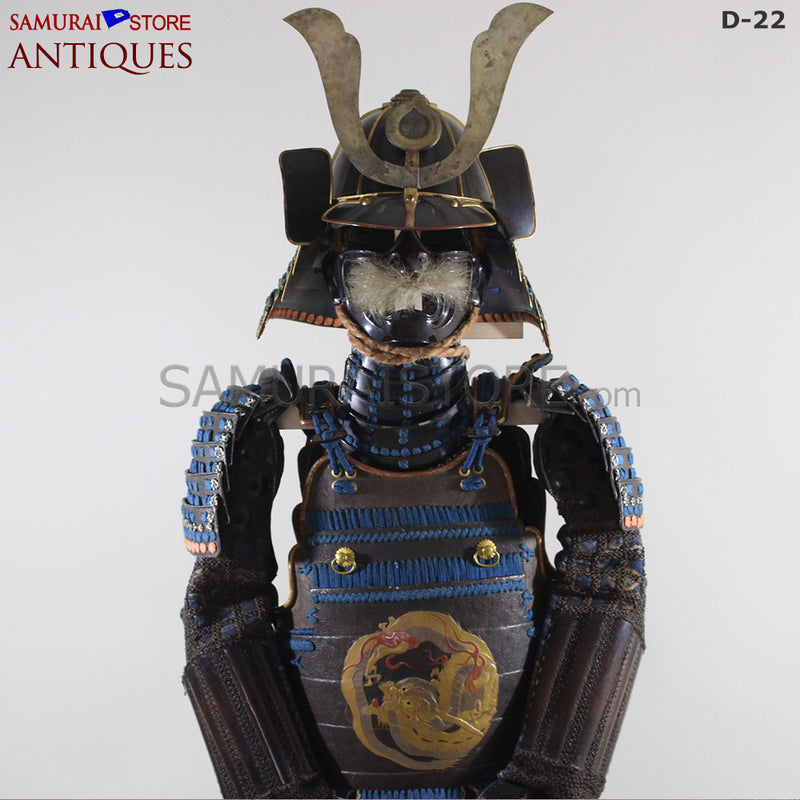 D22 Antique Samurai Armor Dragon Makie w/ Certificate