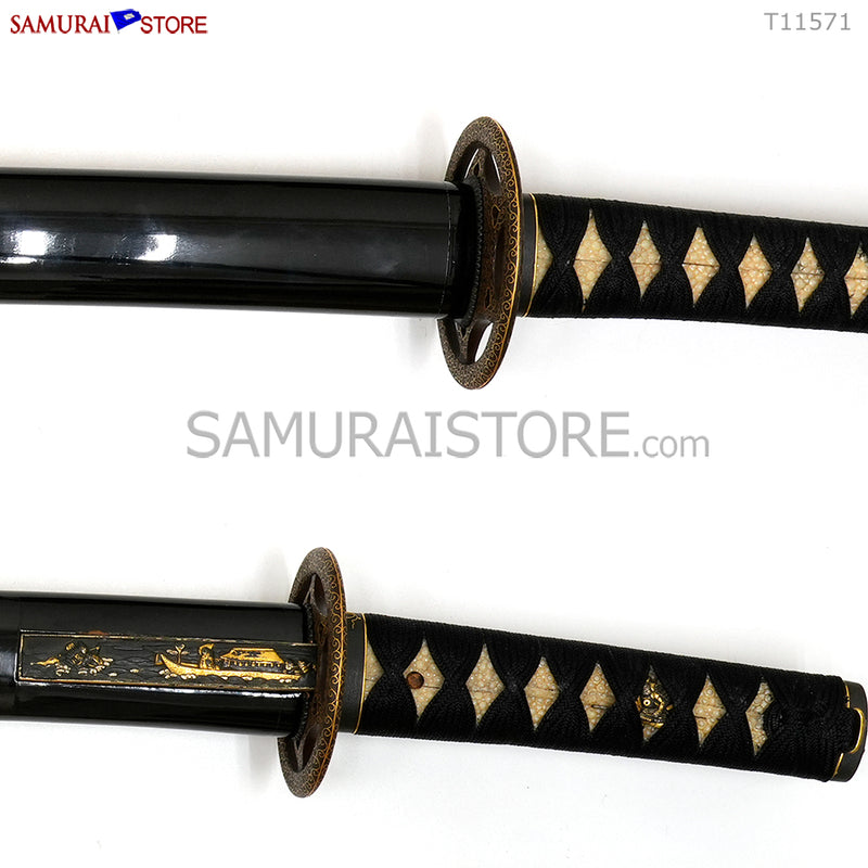 T11571 Pair of antique Katana & Wakizashi TADAHIRO w/ NBTHK special certificates