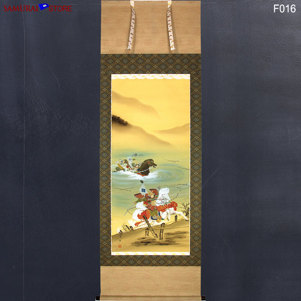 Hanging Scroll PaintingThe Battle of Vanguard at the Uji-gawa River  - Kakejiku F016 - SAMURAI STORE