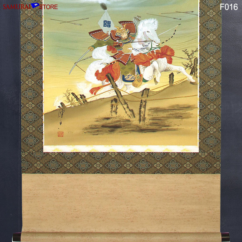 Hanging Scroll PaintingThe Battle of Vanguard at the Uji-gawa River  - Kakejiku F016 - SAMURAI STORE